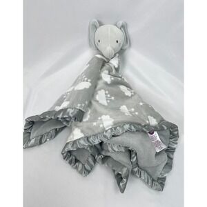 Parent's Choice Plush Gray Elephant Clouds Lovey Blanket 24"x 24" FLAW